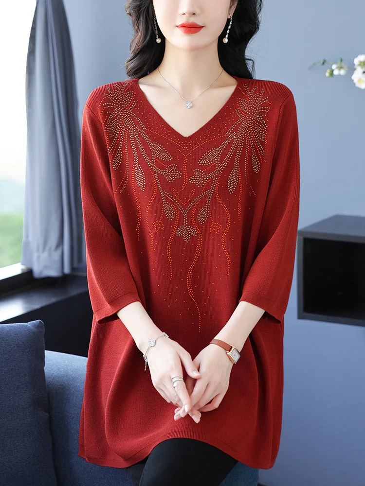 

Женские свитера с бисером, весна-лето, модные пуловеры, вязаные топы с короткими рукавами, свободный женский свитер