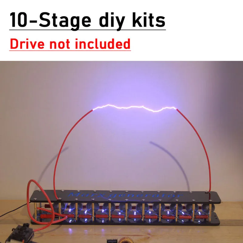 Imagem -04 - Tesla Pulso Gerador de Arco de Alta Tensão Gerador de 10 Estágios Marx Motorista de Flyback Relâmpago f Zvs Ignição Coi Eletromagnética