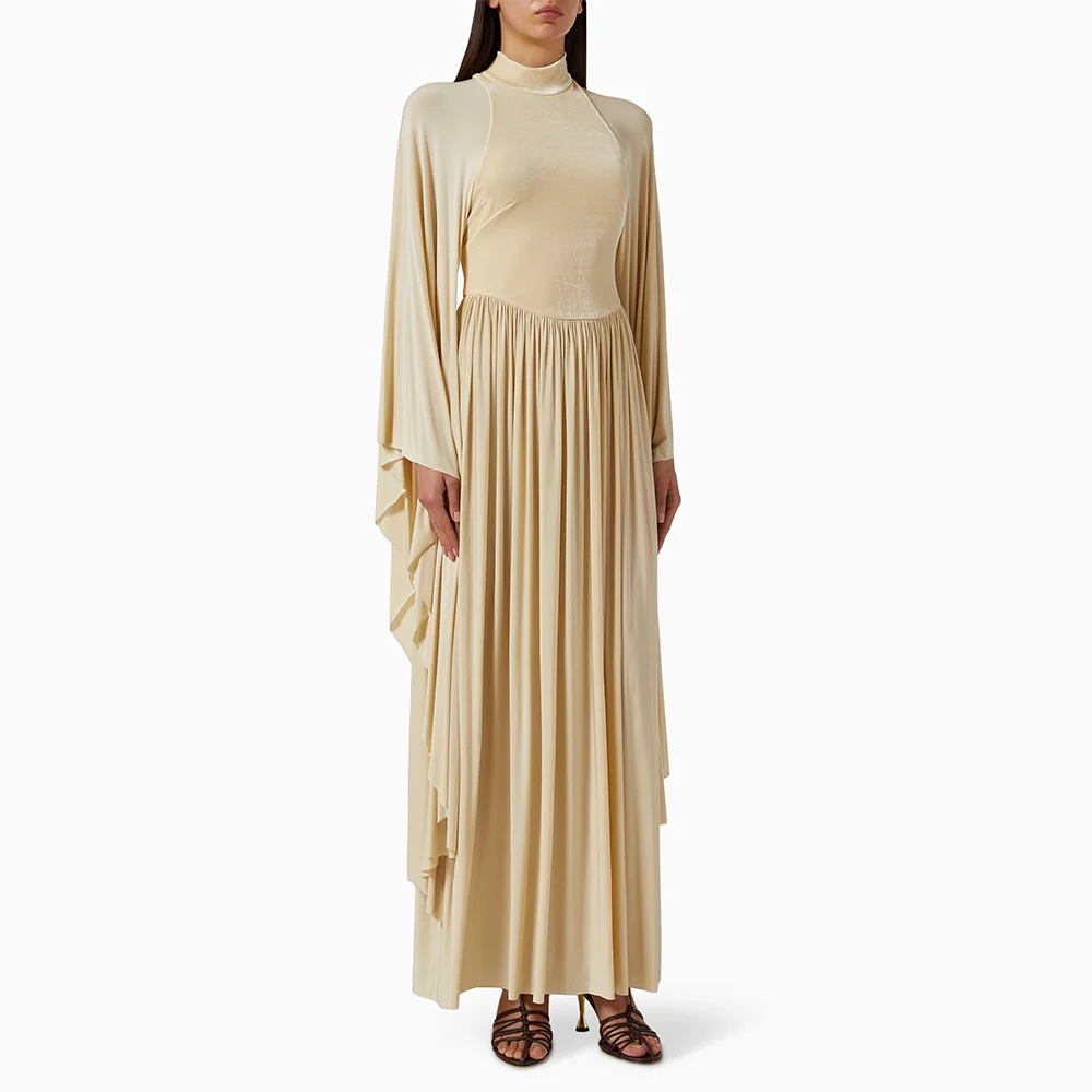 

Simple Evening Dress High Collar Long Sleeves Chiffon Straight Evening Gowns Floor Length Prom Dresses Dress Customized