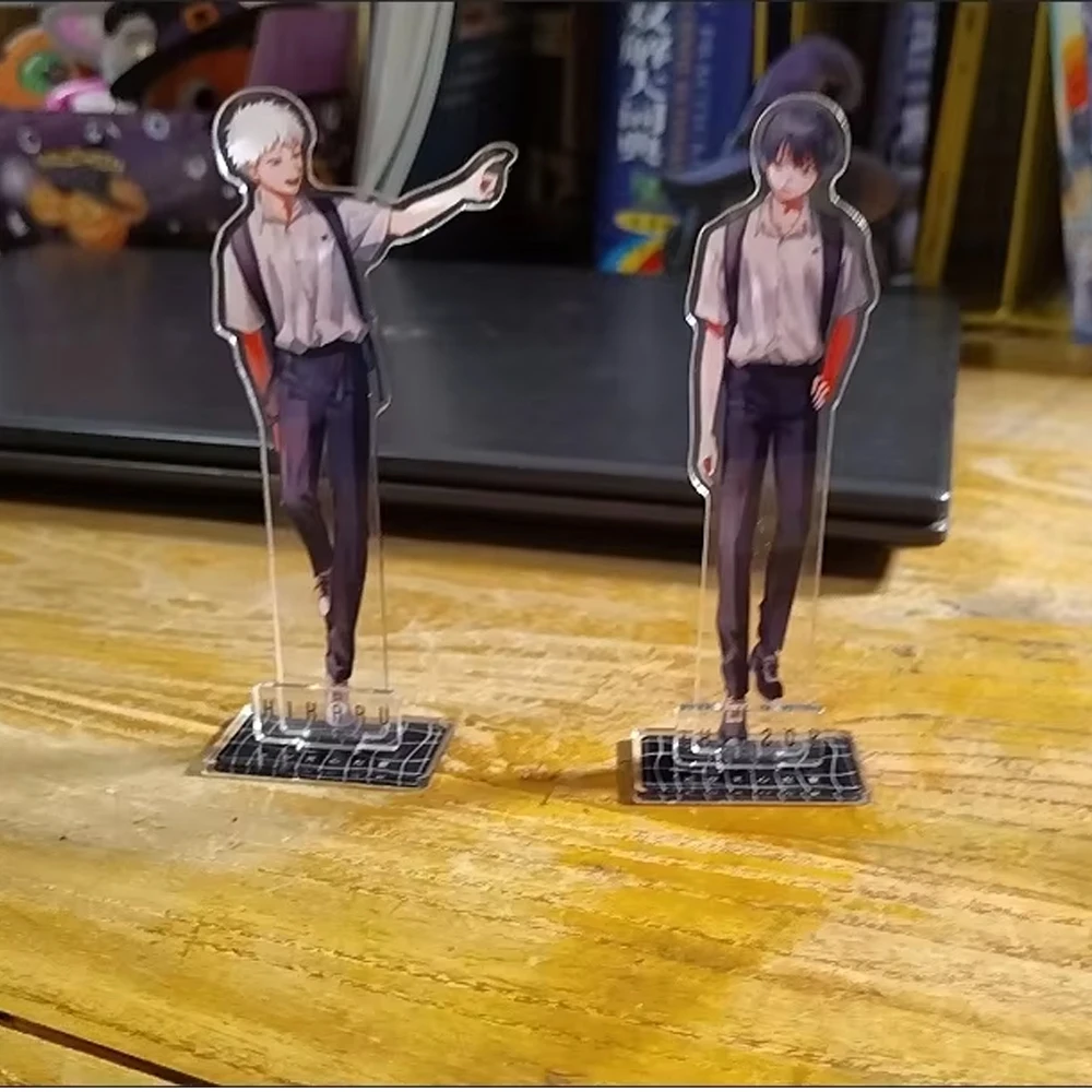 2-teiliges Set Anime-Cartoon „The Summer Hikaru Died“ Hikaru Indo Tsujinaka Yoshiki Cosplay Niedliche Acryl-Figur Standmodell Tischdekoration – Detail 5