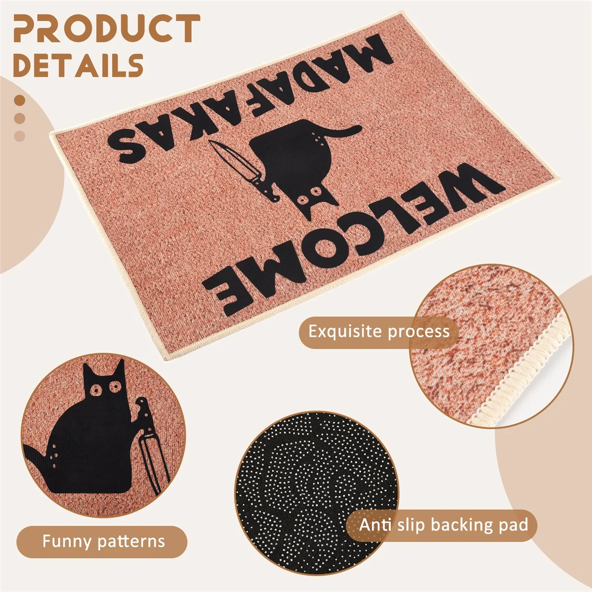 NN89R Dark Cat Welcome Madafakas Full Print Doormat Fun Doormat Home Decor Kitchen Bathroom Decor Give People Fun Gifts