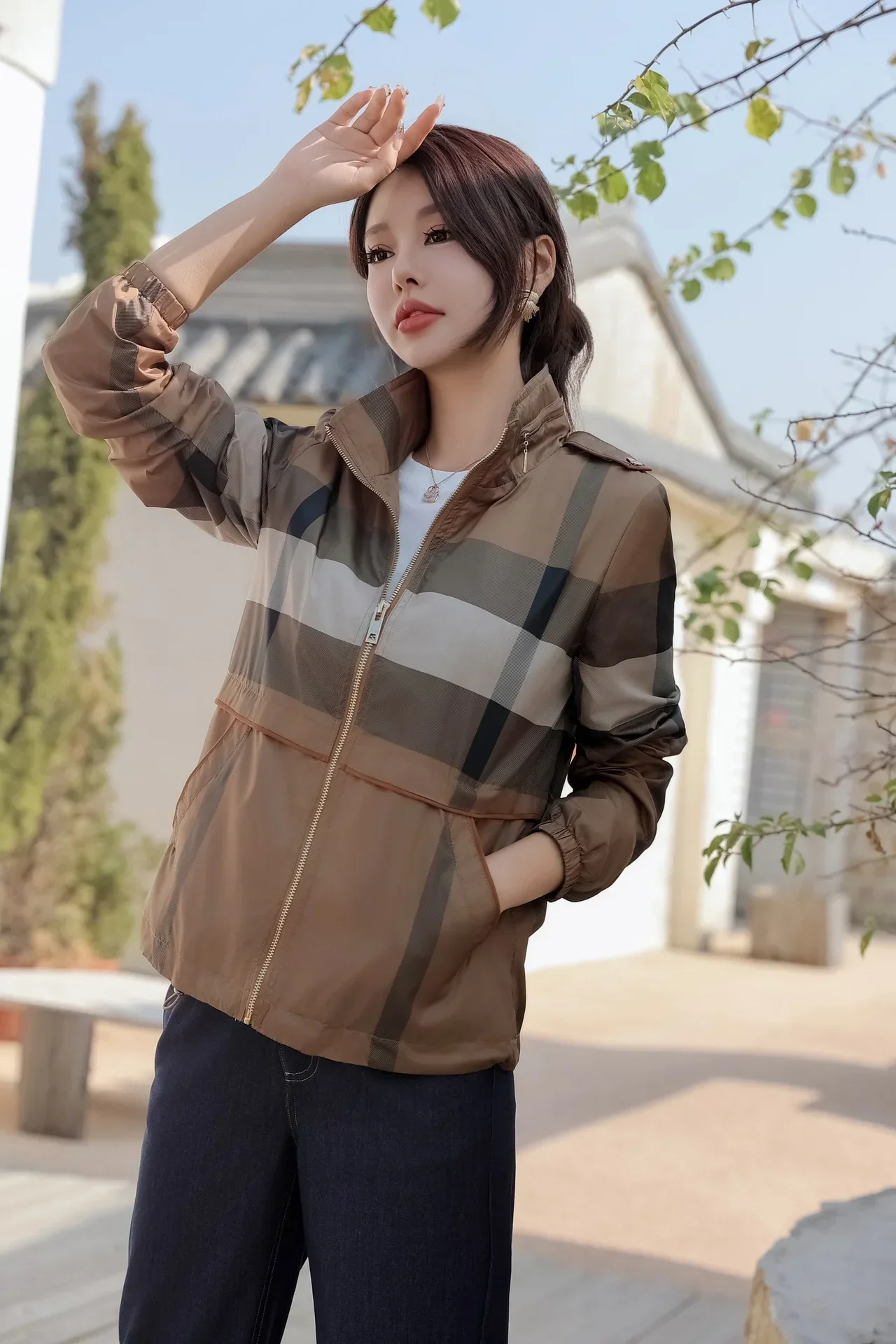 2024 New Two Colors Fashion Woman Stripe Jackets for Women Female Long Sleeve Coats Ladies Big Jackets for Women