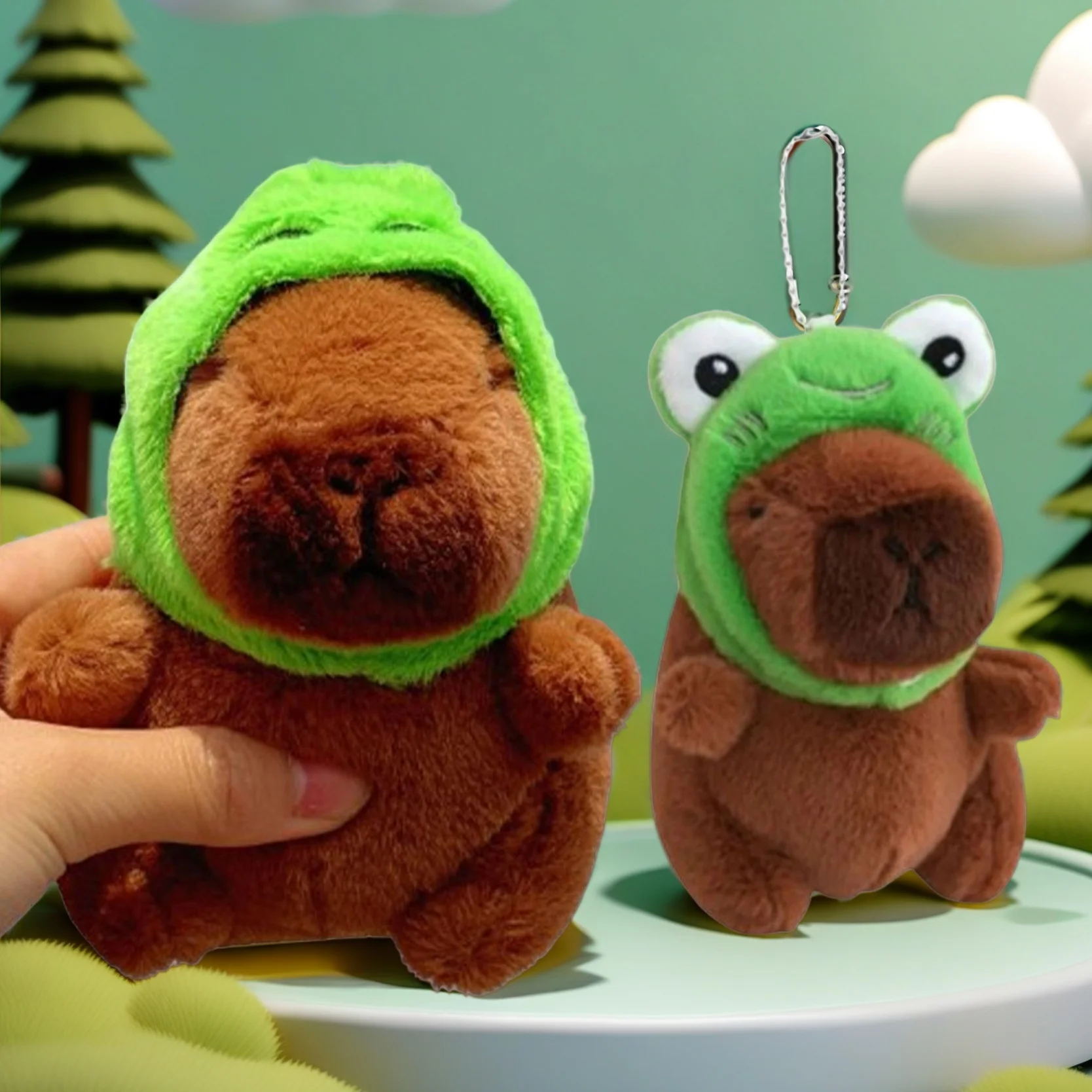 

1-20PCS Capybara Frog Plush Doll Pendant Keychain Bag Charm Cute Cartoon Animal Plush Toy Birthday Christmas Holiday Party Gift