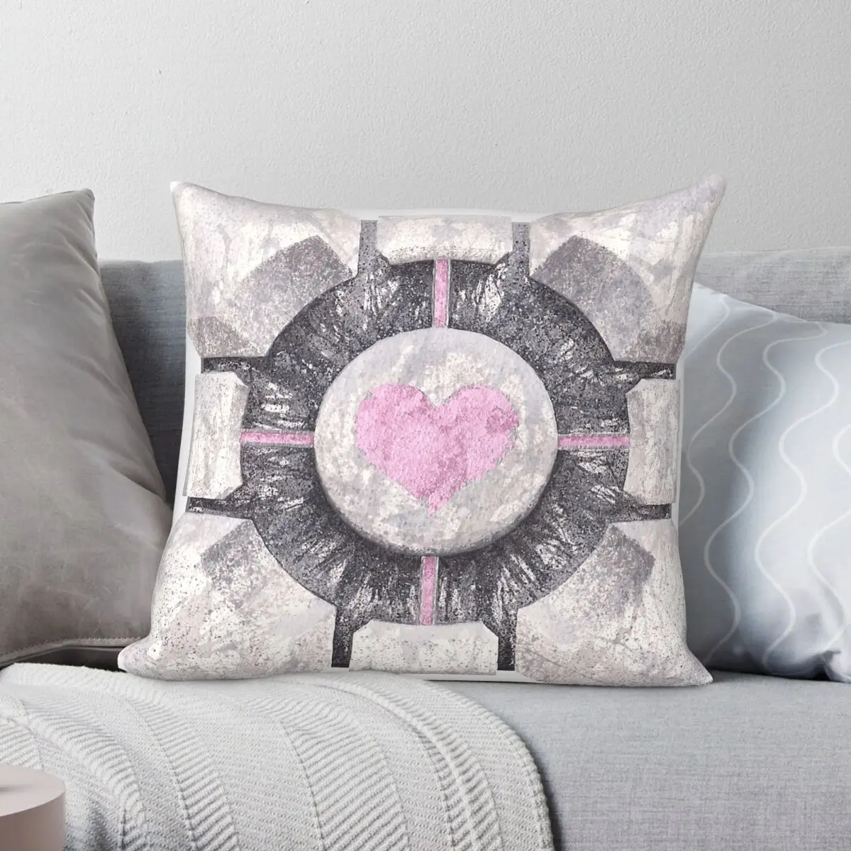 Portal Weighted Companion Cube Pillowcase Polyester Linen Velvet Creative Zip Throw Pillow Case Sofa Seater Cushion Cover 45x45