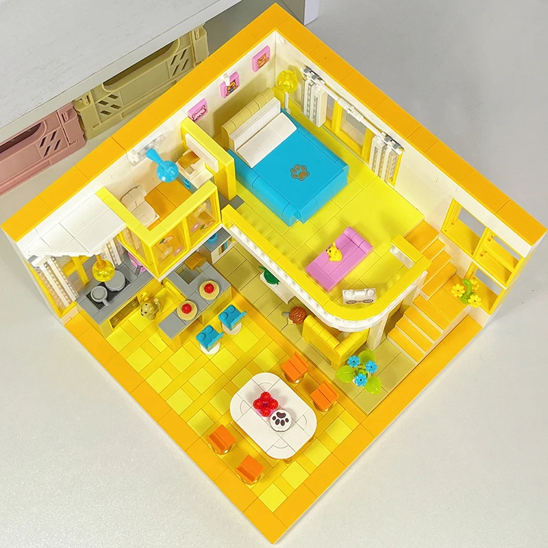 Creative Bedroom Architecture Building Blocks City Friends Play House Set Apartment Kitchen Model Micro Bricks Toy For Girl Gift