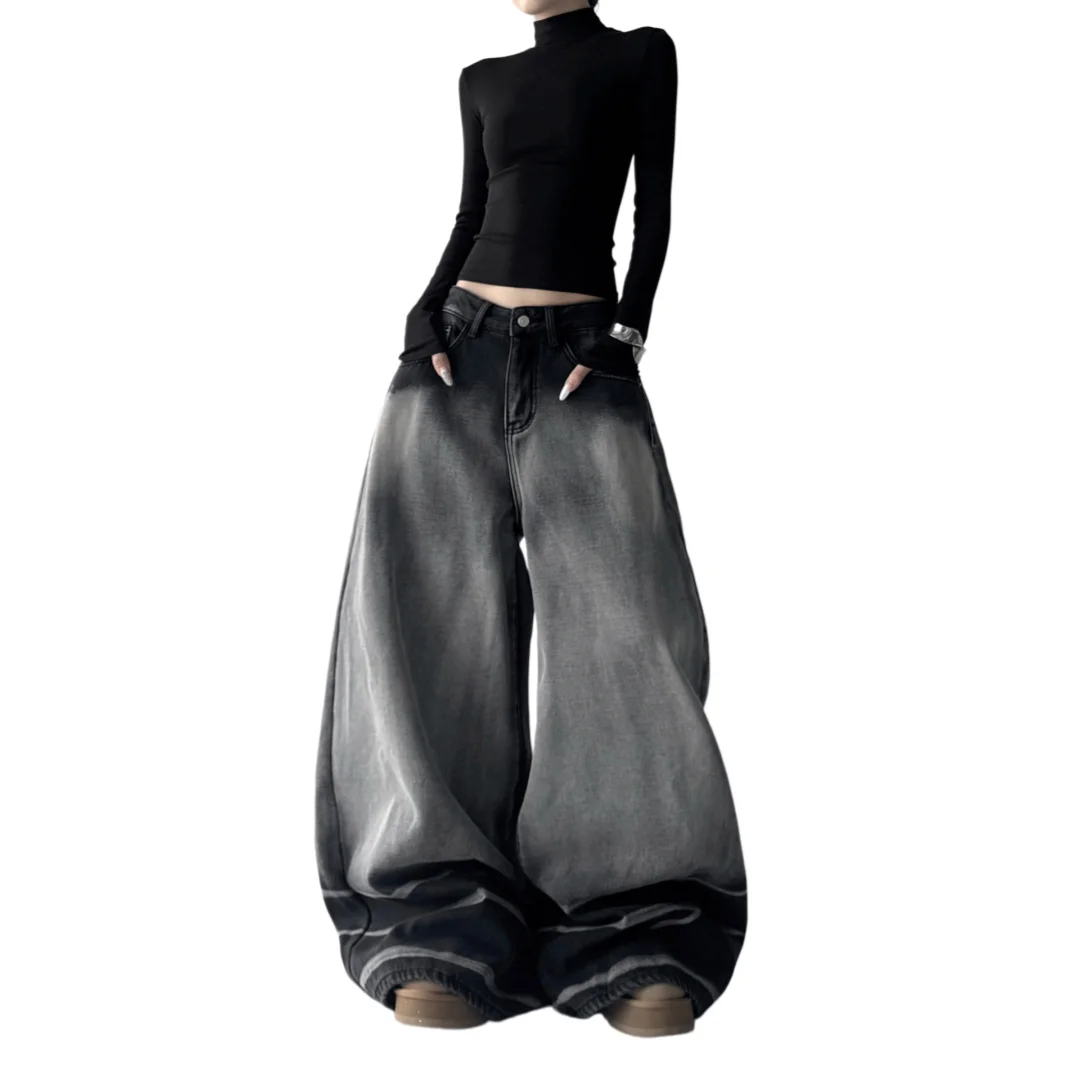 Unisex Jeans 2026 Spring Autumn Winter Man Women Water Ripple Tie Dye Jeans High Street Loose High Waist Wide Leg Denim Trousers