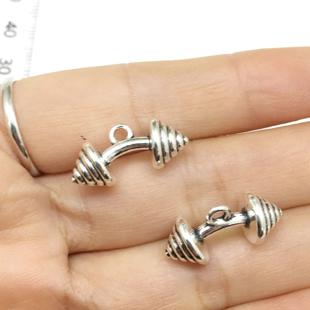 

20 Pcs Dumbbell Neck Pendant Jewelry Making Pendants Assorted Silver DIY Charms