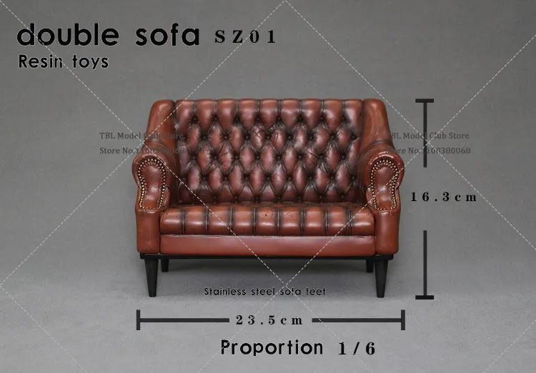 SZ01 1/6 Scale Soldier Sofa Handrail Back Two Person Leather Sofa Home Scene Accessories Fit 12inch Action Figure Doll