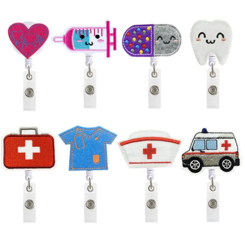 

Клиренс, милый мультяшный зажим для бейджа с идентификационной картой для медсестры, врача, женский выдвижной держатель для бейджа рабочих, легко тянущаяся пряжка