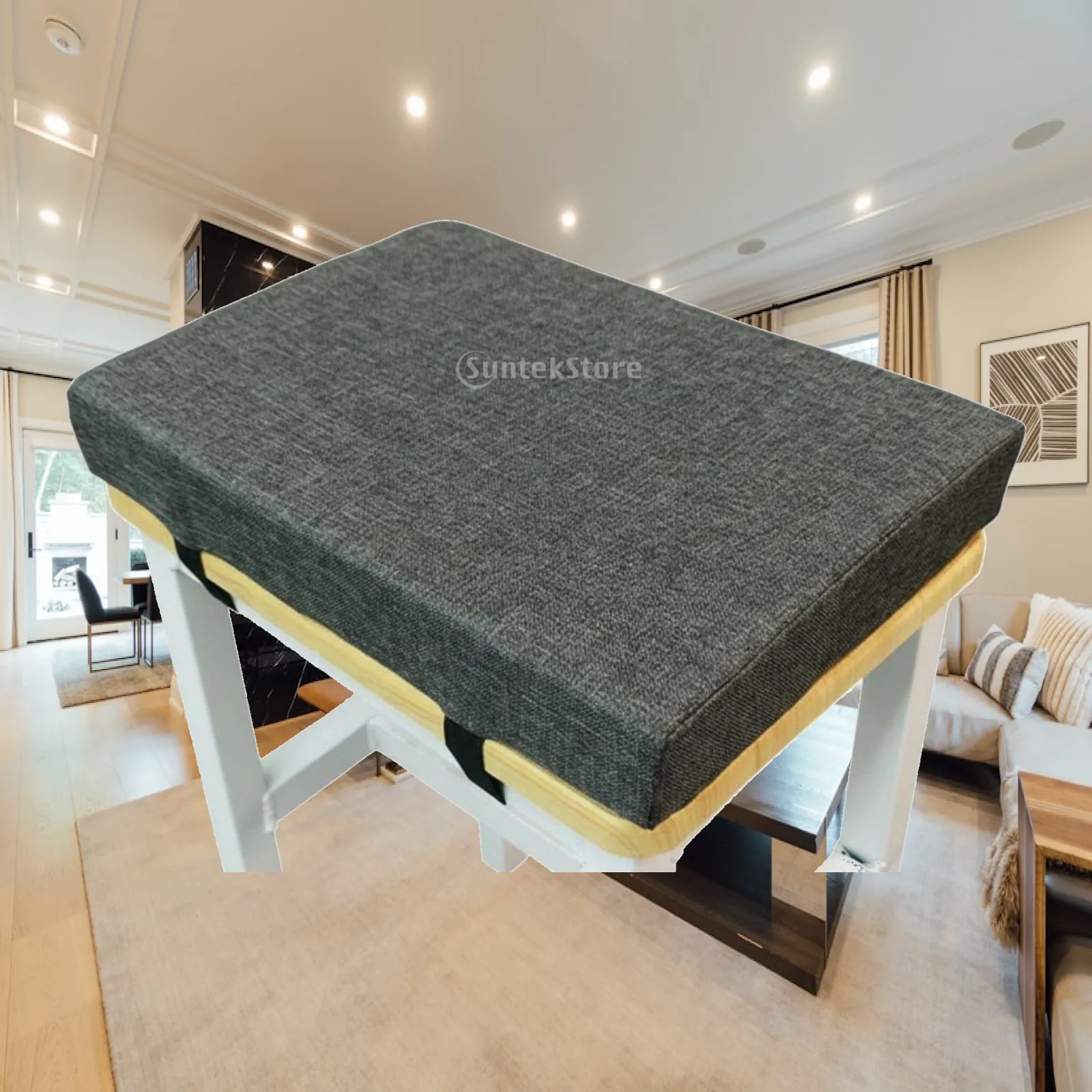Ergonomic Linen Seat Cushion Cover Firm Foam Large Chair Pad for Office School Bench Long Sitting
