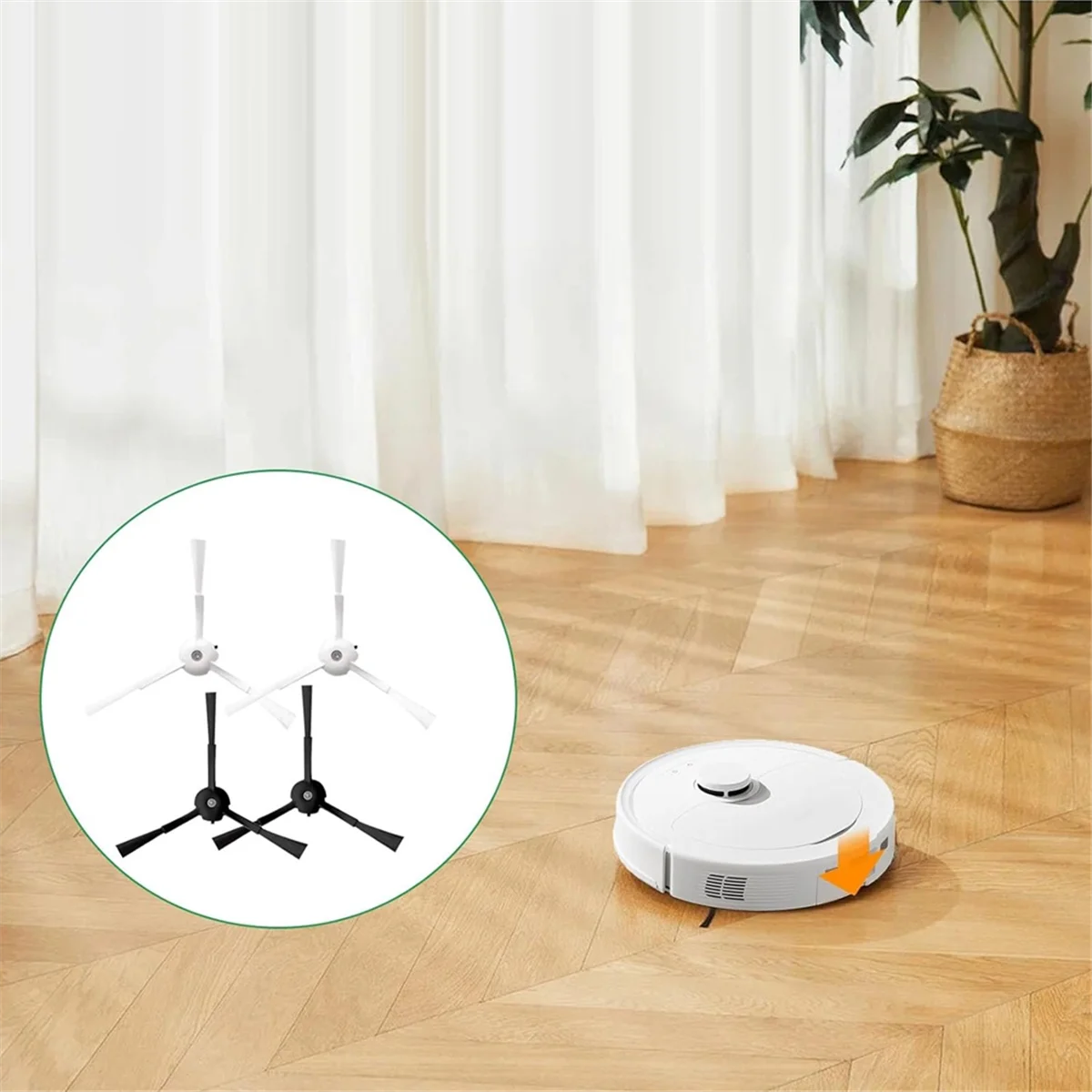 FZFZ 8 peças de acessórios de escova lateral para peças de reposição de aspirador de pó robô Q /P10, escova lateral preta e branca