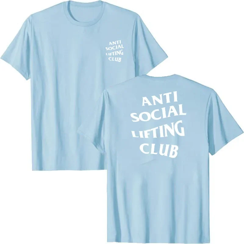 Anti Social Lifting Club T-Shirt Exercise Fitness Sports Letters Printed Sayings Graphic Tee Tops Basics Short Sleeve Blouses