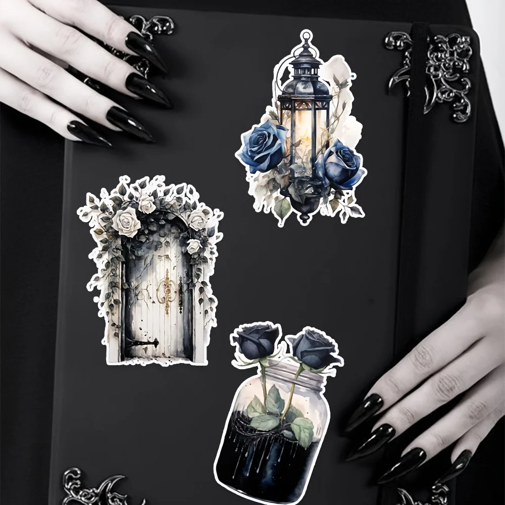 50 Pcs/Pack Dark Aesthetic Vintage Goth Style Stickers for Junk Journal Card Making Gift DIY Crafts view 2