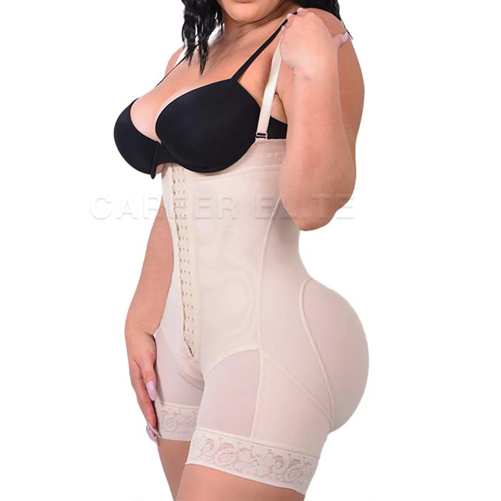 Fajas Taille Trainer Omgordt Shapewear Met 3 Haken En Rits Kruis Vrouwen Buikcontrole Body Shaper Butt Lifter Bodysuit Plus Size