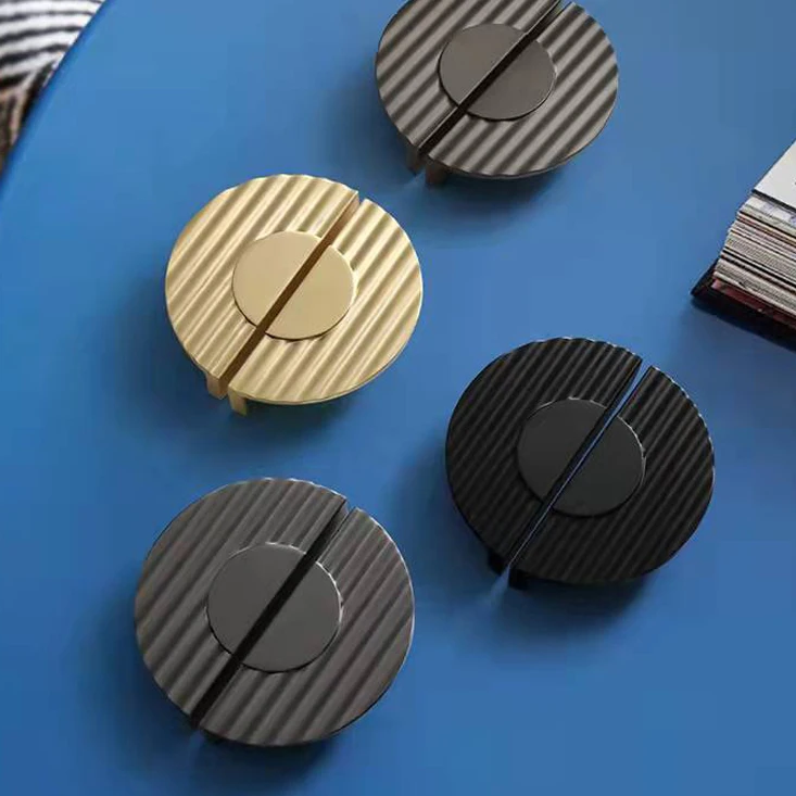 Brass Furniture Handles Modern Wave Gray Gold Pulls Wardrobe Dresser Cupboard Cabinet Drawer Shoe Box Knobs