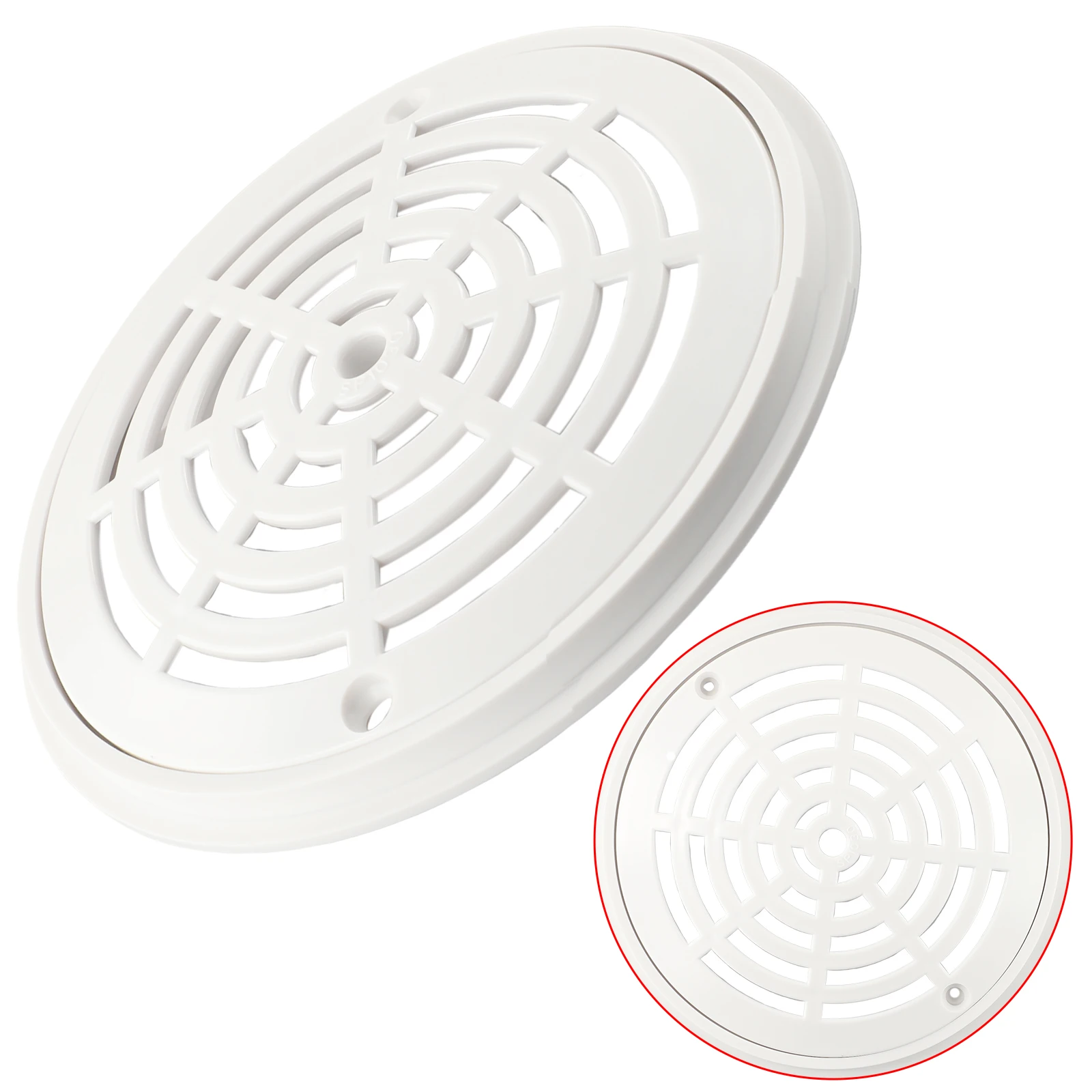 

None Drain Cover Swimming Pool Main Drain Cover Universal White With Screws 1 Set 8Inch Cover Replacement None