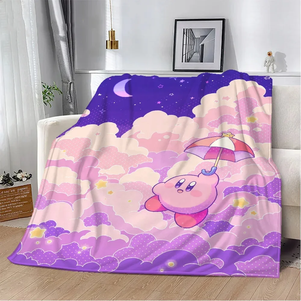 Kawaii Cartoon Kirbys Blankets for Decorative Sofa Blanket King Size Microfiber Bedding Bed Throw Home and Decoration Knee Nap &