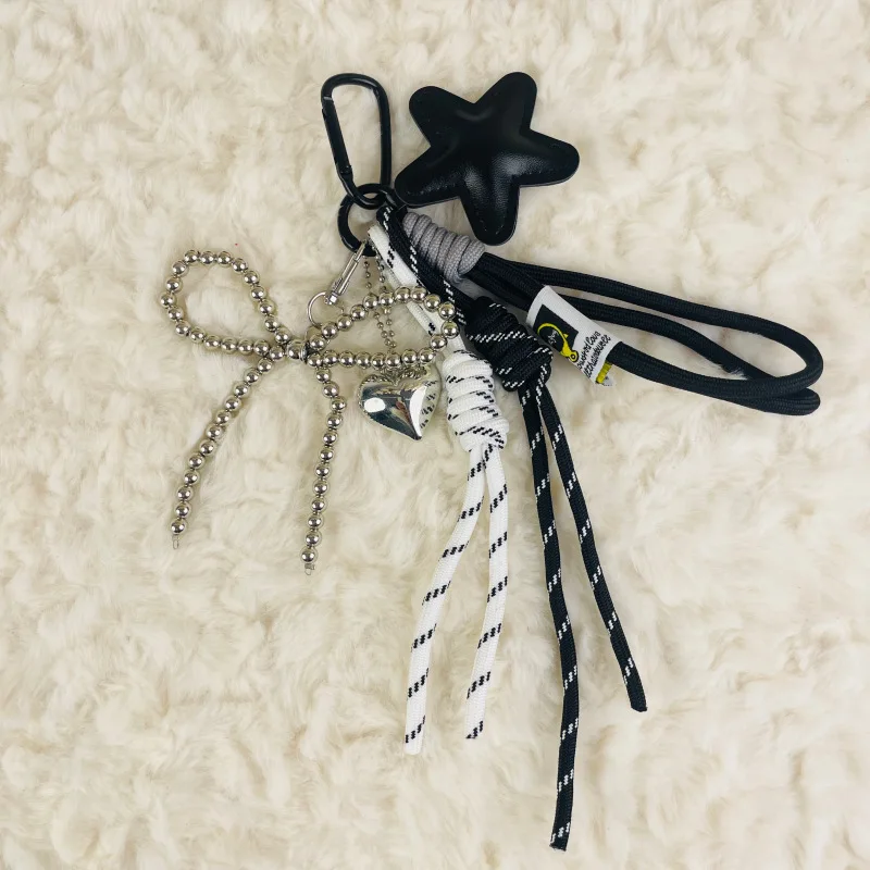 Trendy Bag Hanging Charm Bowknot Star Key Ring Versatile Keychain Pendant Exquisite Backpack Decoration Accessories Gifts