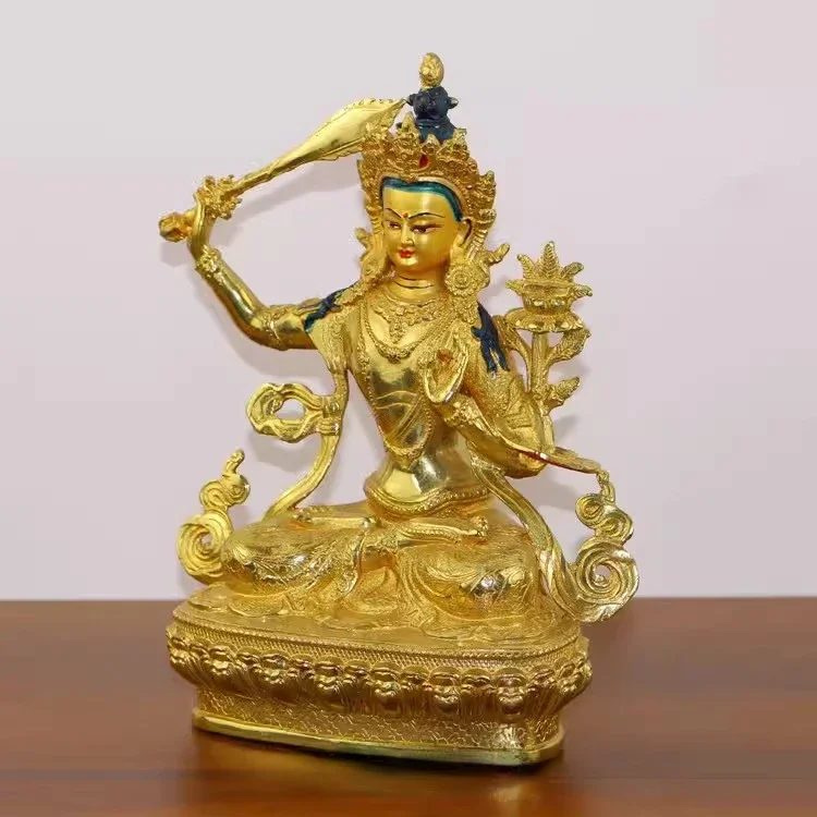 

High Quality Lucky Copper Tibetan Tantric Manjushri Buddha Statue Home Desktop Sculptures
