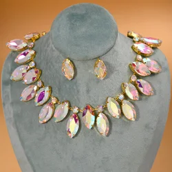 Stonefans Water Drop AB Color Wedding Set 2024 Decoratons Accessories Necklace and Earrings Deluxe 3 Pieces Dubai Women's Gifts