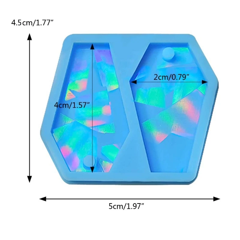 R3MC Light and   Silicone Mold Epoxy Resin Casting Keychain Geometric Coffin Pendant Earrings Mold DIY Craft