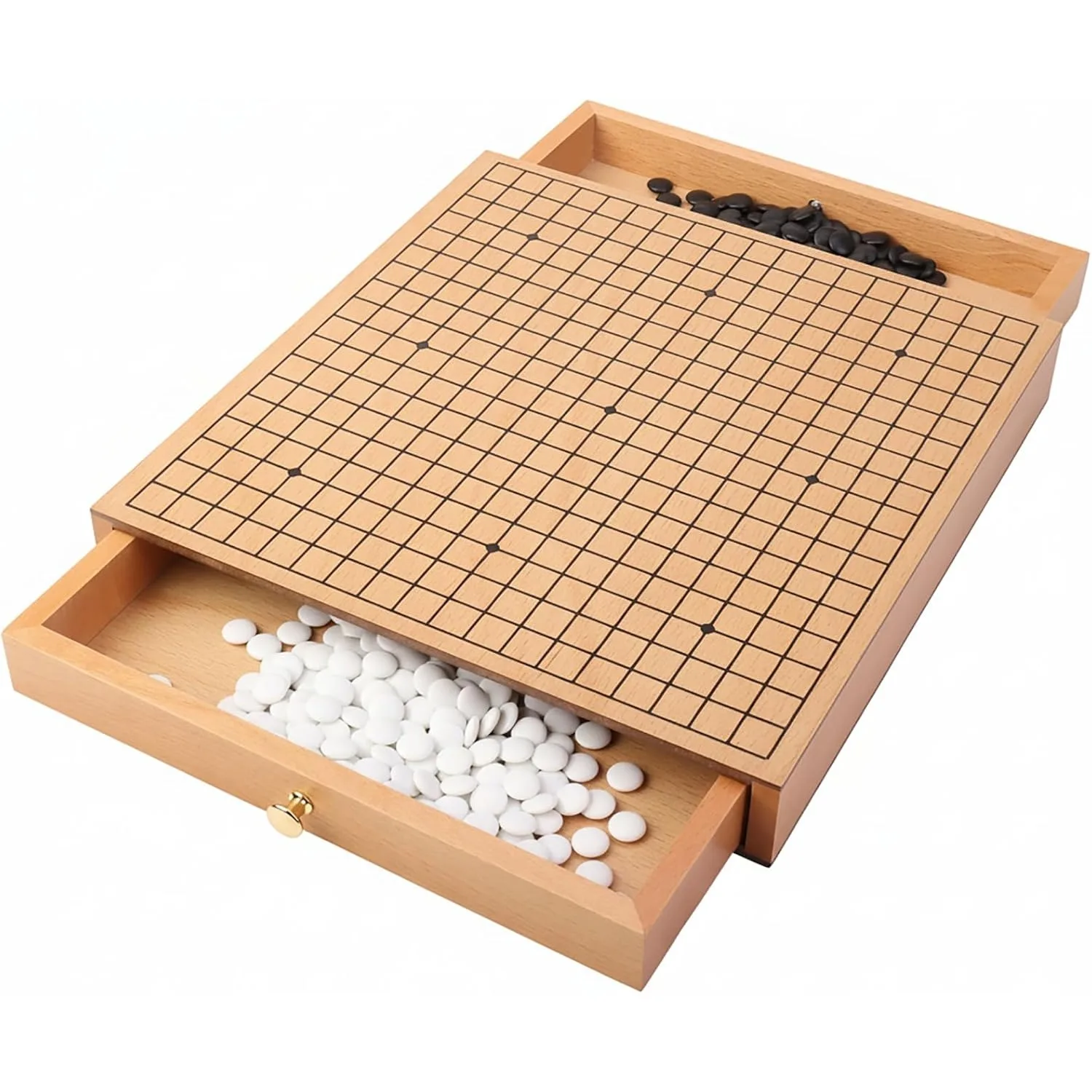 Set da gioco Go in legno con cassetti – Tabellone Go portatile da 11,8 pollici, gioco da tavolo strategico tradizionale cinese Weiqi con 361 pietre