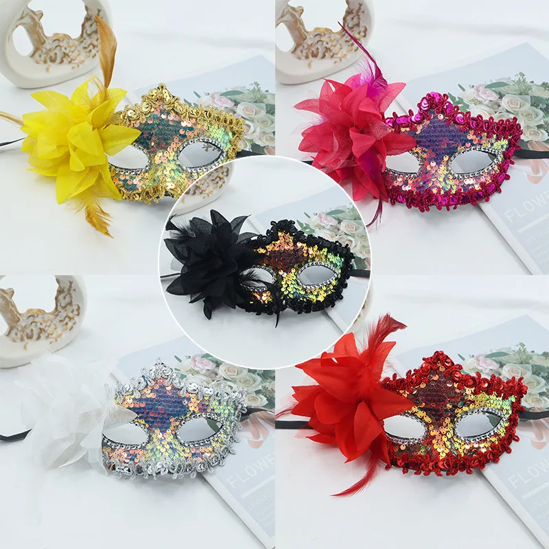 

Elegant Eye Cover Elegant Feather Masquerade Face Cushion For Women Glittering Sequins Feathers Lightweight Eye Cover For Party