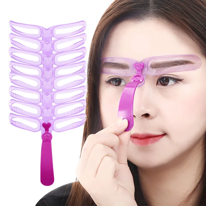 Sdotter 8 Pcs Eyebrow Stencil Makeup Shaping Eye Brow Reusable Adjustable Makeup Model Template Eyebrows Card Women Beauty Makeu