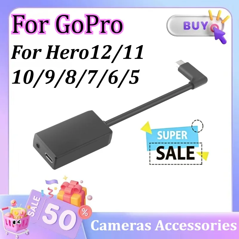 For GoPro Hero12/11/10/9/8/7/6/5 Black 3.5mm Mic Adapter Suit MICROPHONE ADAPTER Accessory
