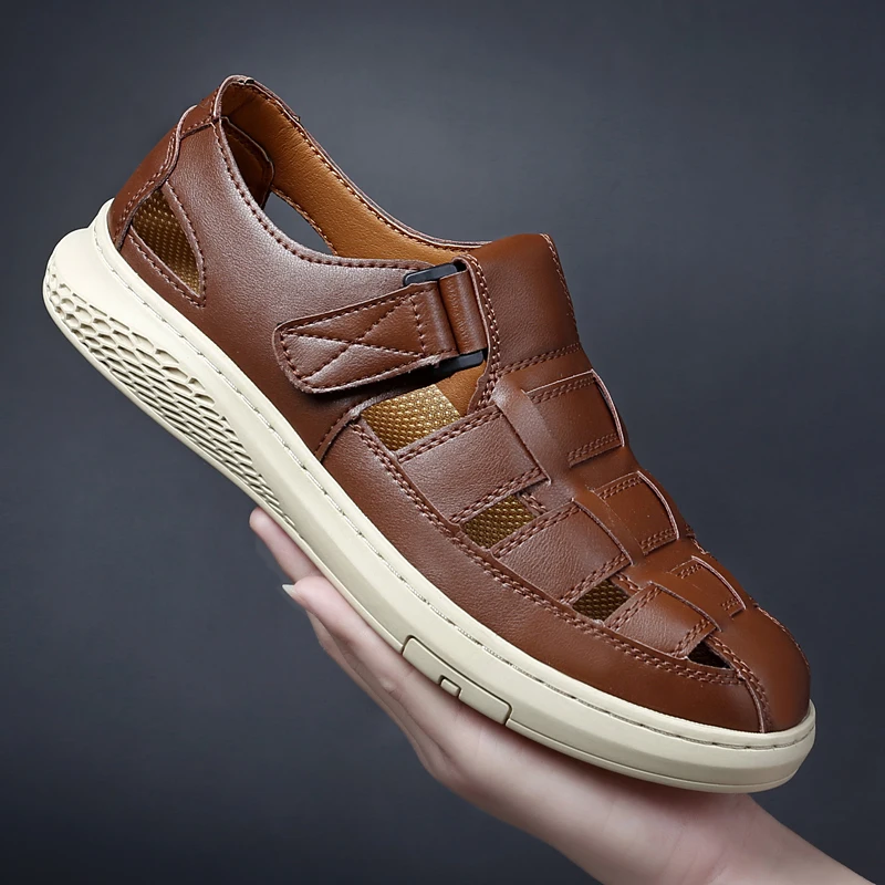 

New Summer Men's Sandals Hollow-out Breathable Business Casual Shoes Fashion Walking Shoes Men's Outdoor Travel Driving Shoes