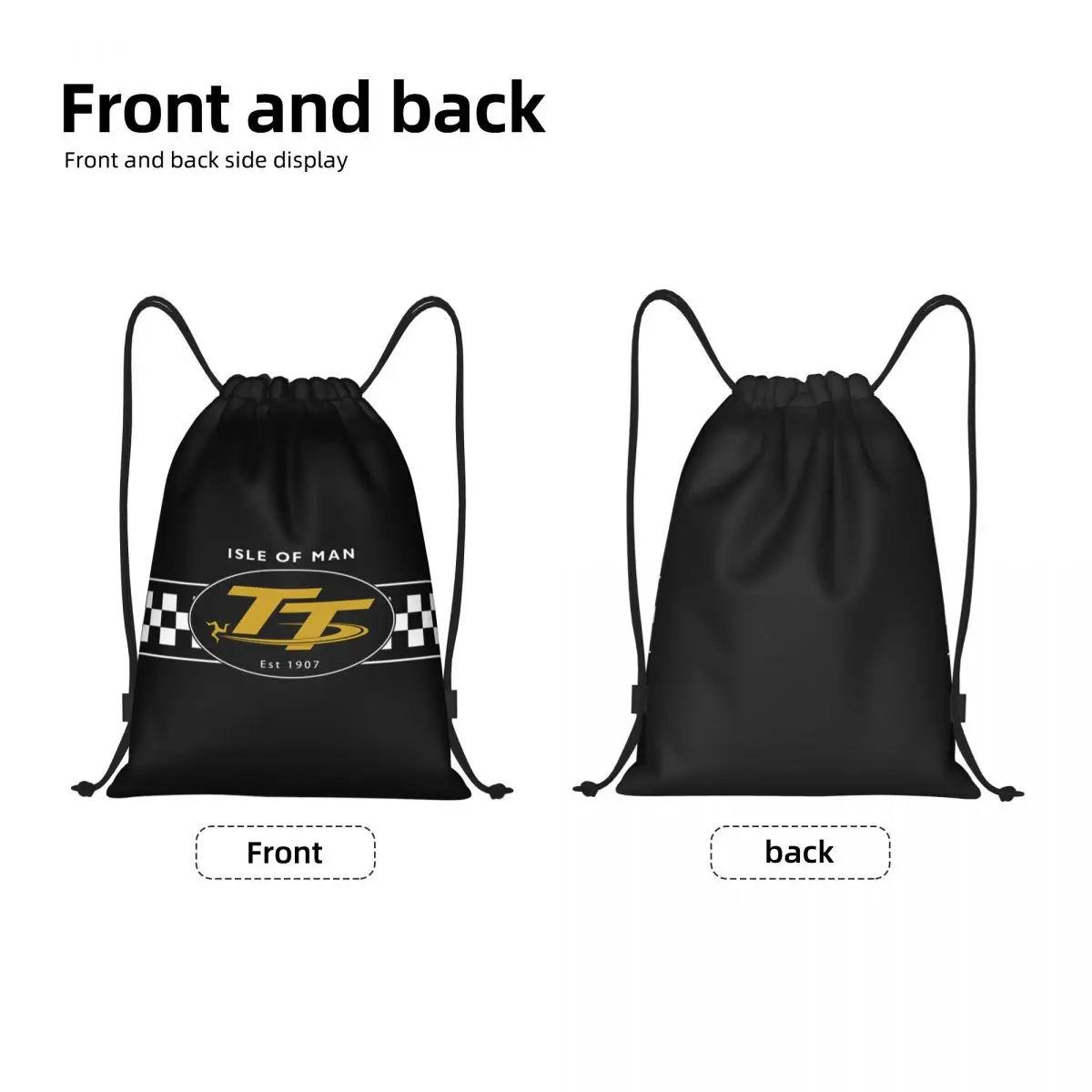 Mochila personalizada para motocicleta, bolsa con cordón para entrenamiento, Yoga, gimnasio, deportes, Isla de Man, Tt Racing, hombre y mujer