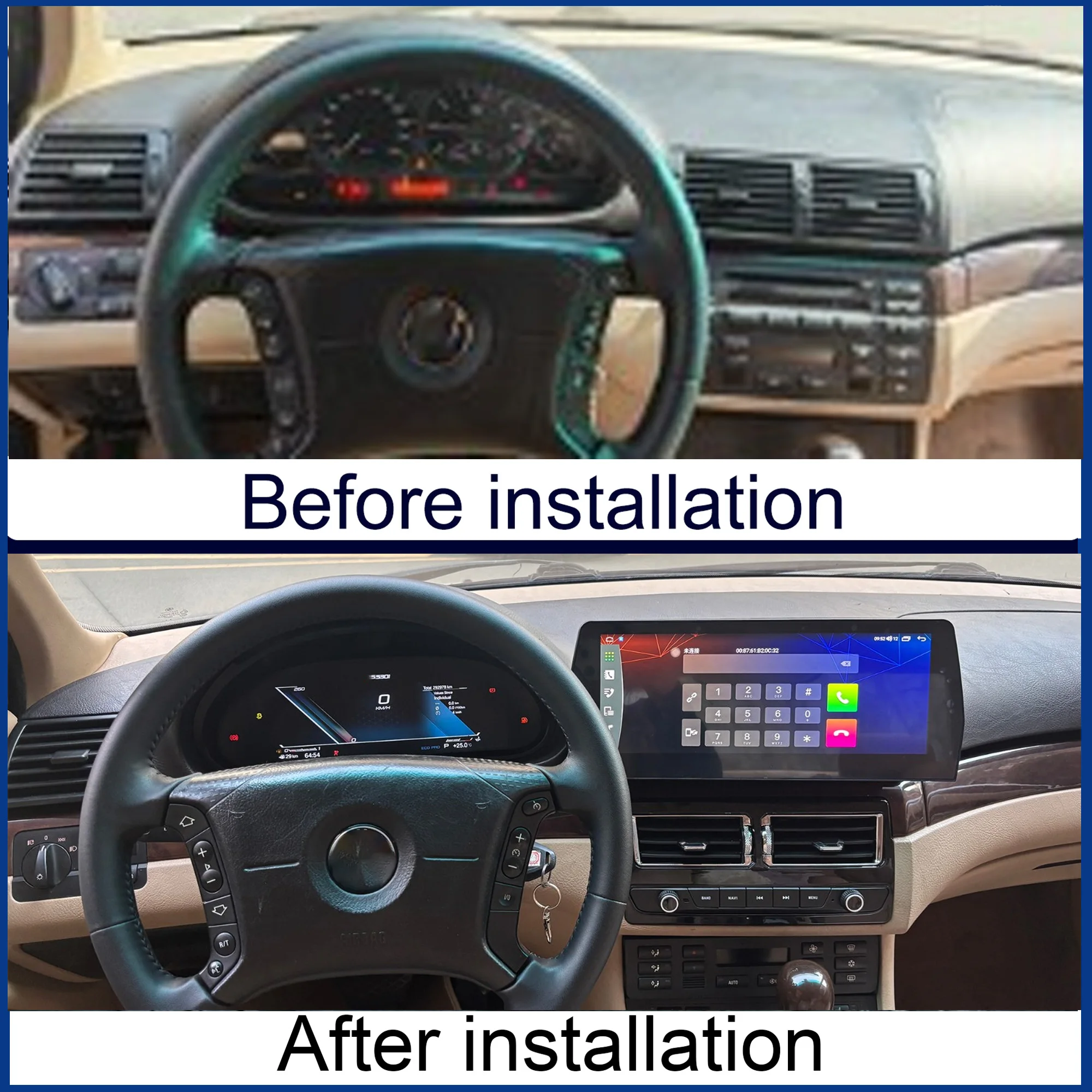 For BMW E46 1999–2004 Digital Instrument Cluster Wireless CarPlay Odometer,Speedometer Cluster,Dashboard,Gaug,10.25'' HD Screen