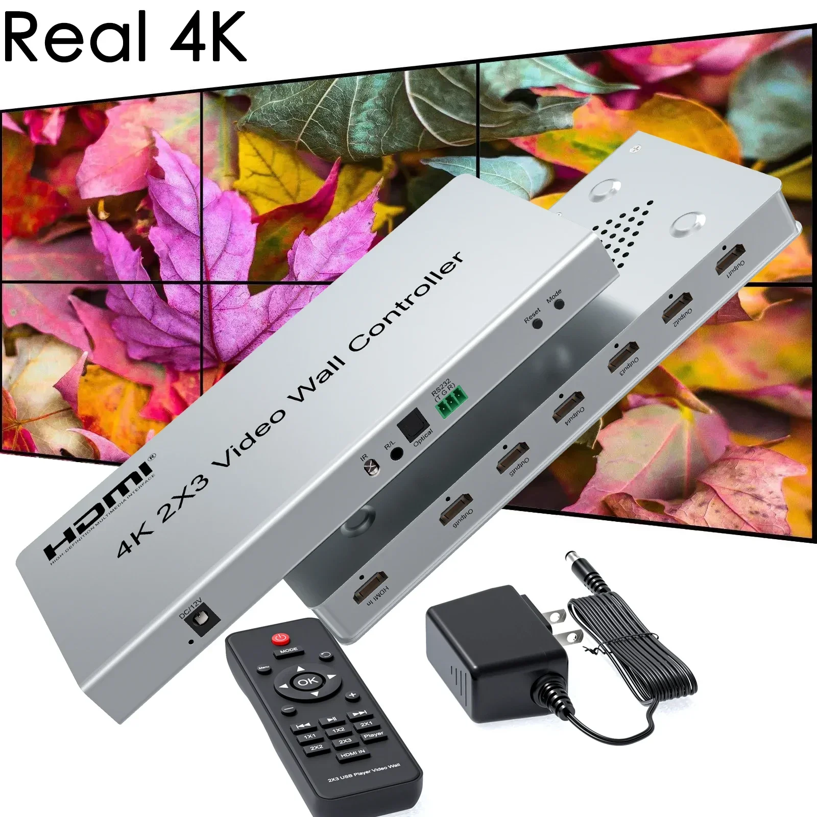 4K 2x3 HDMI Video Wall Controller 4K@30Hz Video Wall Processor Support 1x2 2x1 2x2 2 4 6 Screen Video Splicing TV Splicer Box
