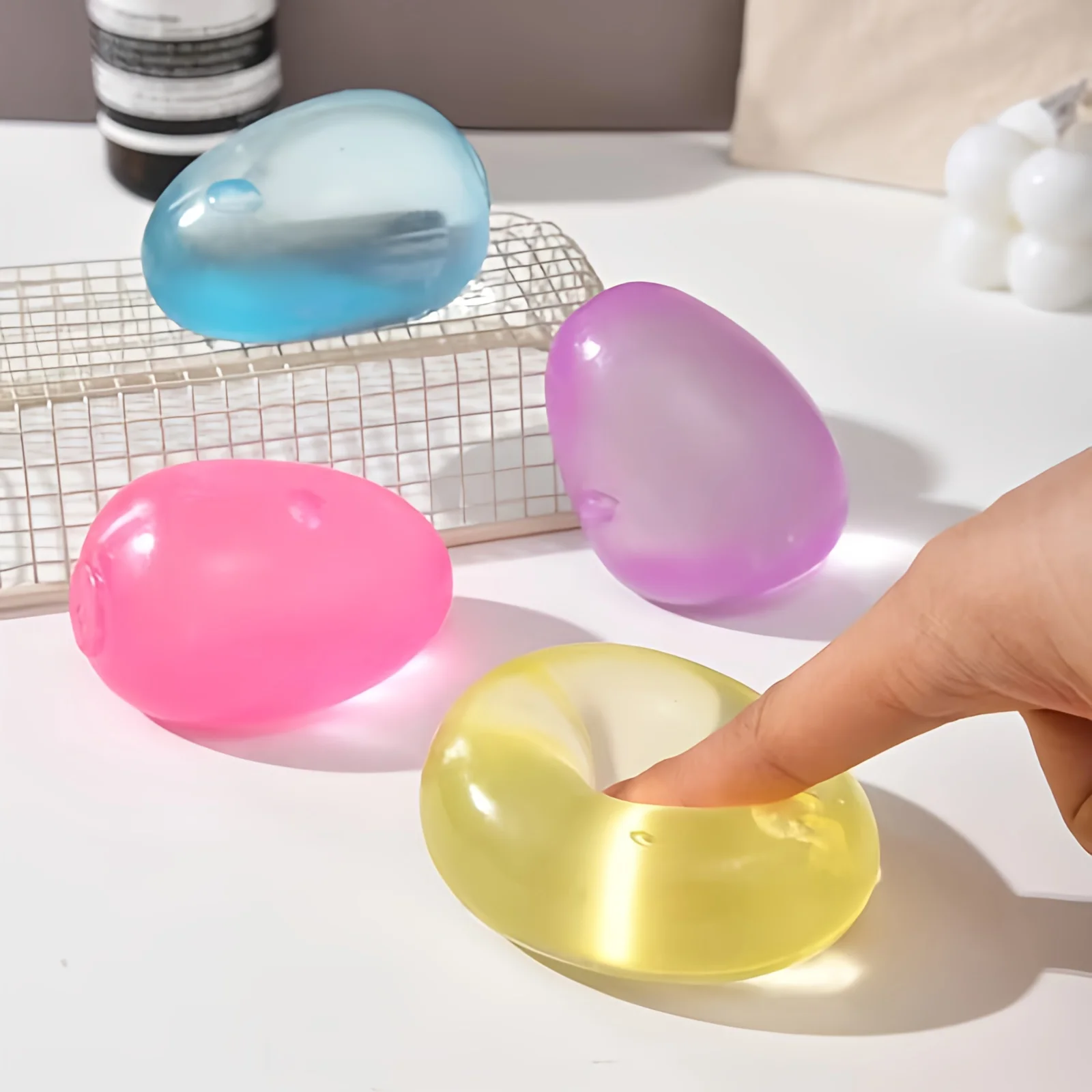 Transparent Egg Squishy Toy Soft Slow Rising Squeeze Prop with Maltose Texture Soft Comfortable Touch Relieve Stress for Adults