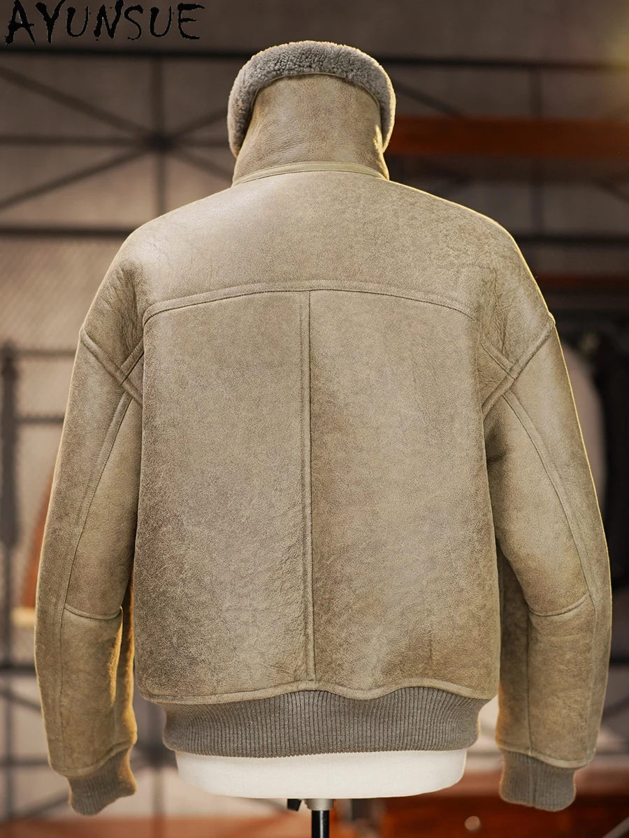 AYUNSUE 고급 천연 모피 코트 남성 겨울 따뜻한 진짜 양가죽 재킷 남성 패션 2025 모터사이클 리얼 퍼 코트
