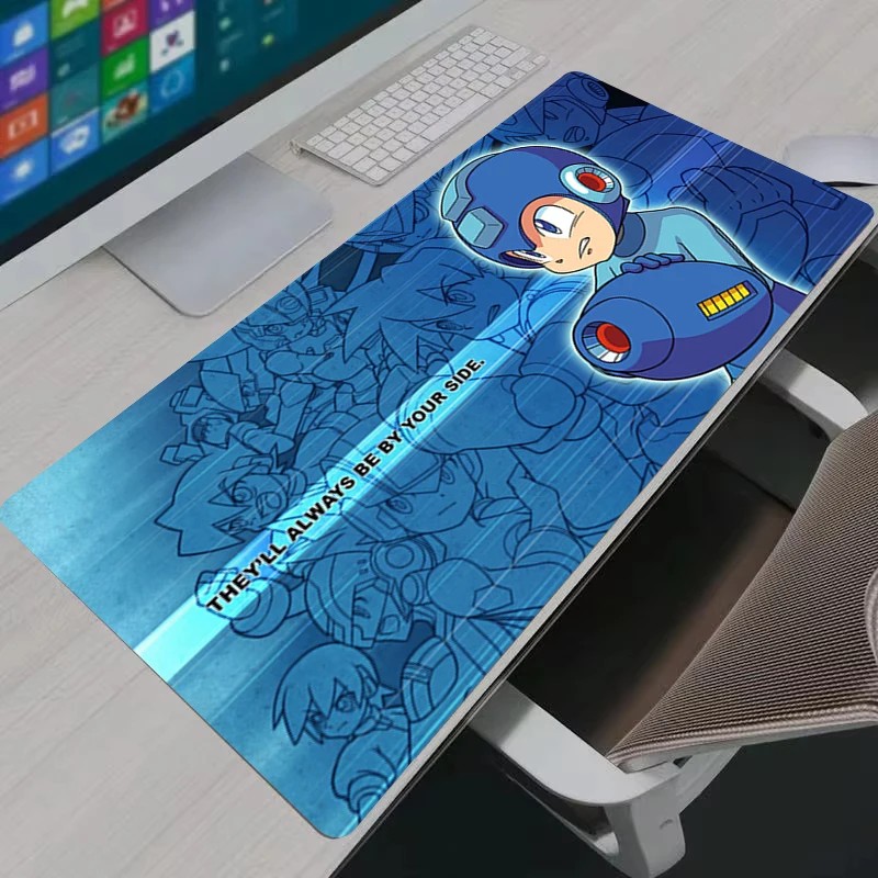 Mouse Pads Kawaii Cute Deskmat Game Lock Edge Mousepad Megaman Anime Keyboard Pad Pc Accessories XL Desk Protector Rubber Mat