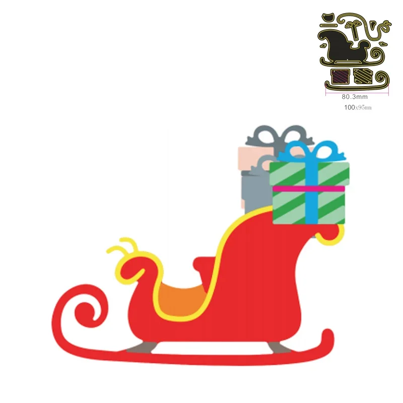 

Christmas Sleigh And Gifts Metal Cutting Dies For DIY Decorative Embossing Handcraft Paper Cards Making Die Template 2021 New