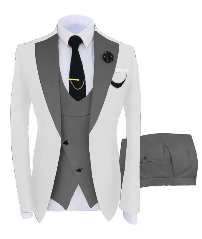 3pcs Men Coat Business Formal Slim Fit Suit Costumes Pour Homme Set Party Vest Pants Wedding Blazer Verde Hombre Terno Masculino