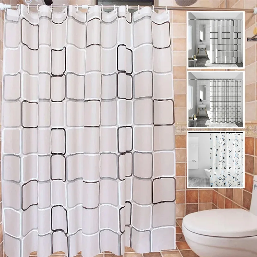 

PEVA Bathroom Shower Curtain Waterproof Bath Curtain Home Waterproof and Anti-Mold Home Bathroom Decorative Curtains with Hook