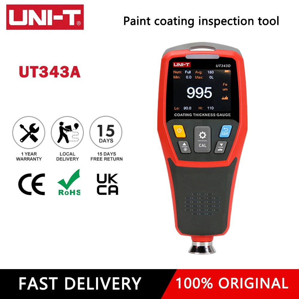 Compteur d'épaisseur de peinture de voiture à ultrasons, propriétés de revêtement, facile, UT343D, FE, NFE, accessoires de compteur d'épaisseur, poignées