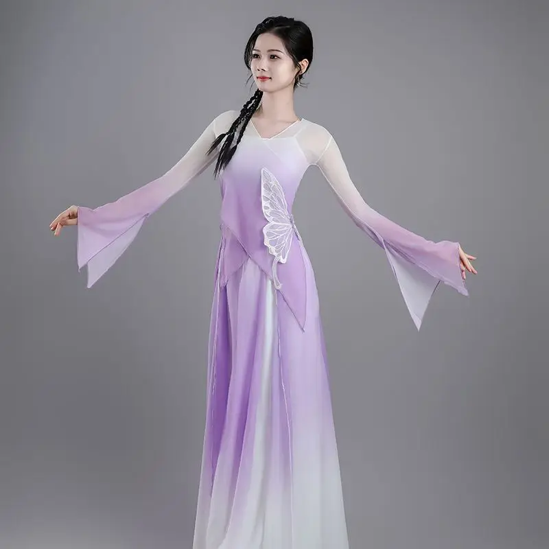 Danskleding geleidelijk veranderen vlindergaaskleding lichaamsrijm praktijk elegante top Chinese dans fee gas