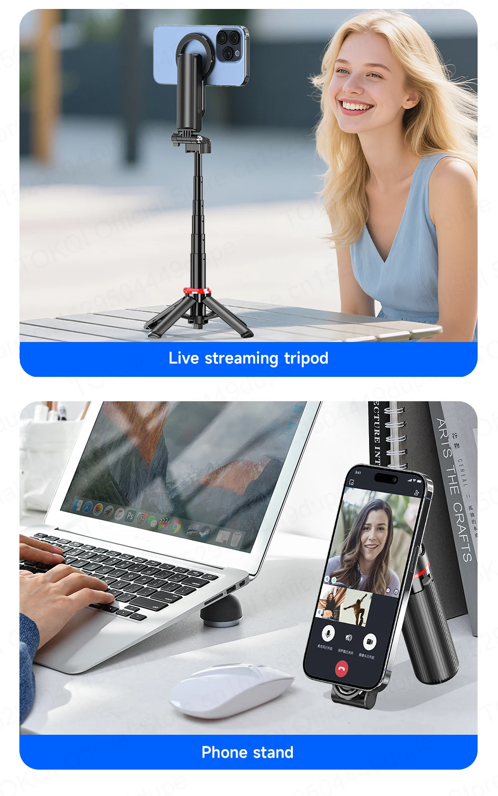 Magnetischer Handyhalter Mini-Selfie-Stick Stativ mit 360°-Einstellung Kabelloser Bluetooth-Fernbedienung für iPhone Android-Telefon Vlog-Aufnahmen – Detail 21
