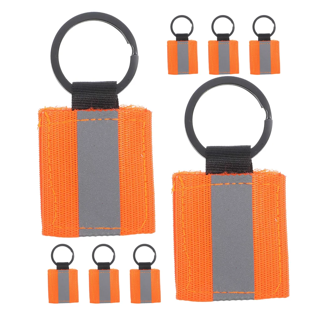 

8 Pcs Reflective Keychain of The Lid Warning Keyring Backpack Accessories Nylon Charm Man Chains Strip