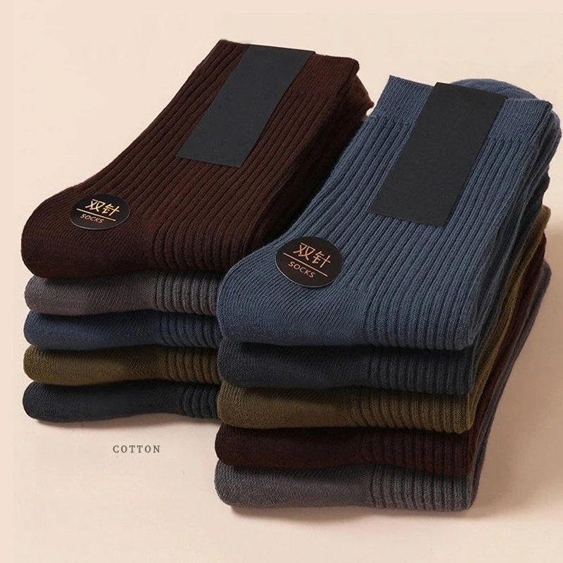 

7 Pairs Men's Autumn Winter Cotton Mid-Calf Socks White Simple Grip Socks for Man Knit Socks Set Wholesale High Quality Hosiery