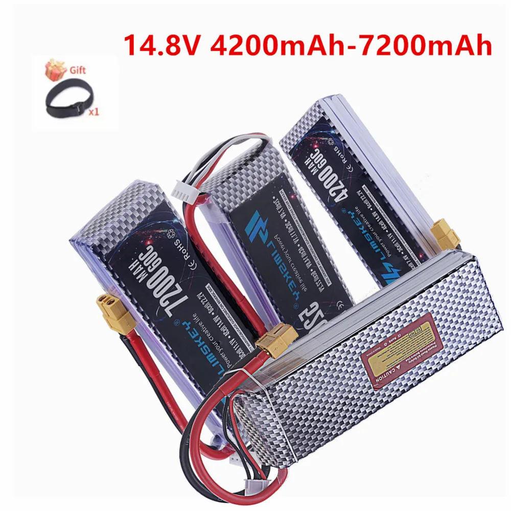 60C Lipo Battery 14.8V 4S 4200mAh 5200mAh 6000MAH 7200MAH XT60 Deans T Drone FPV Airplane