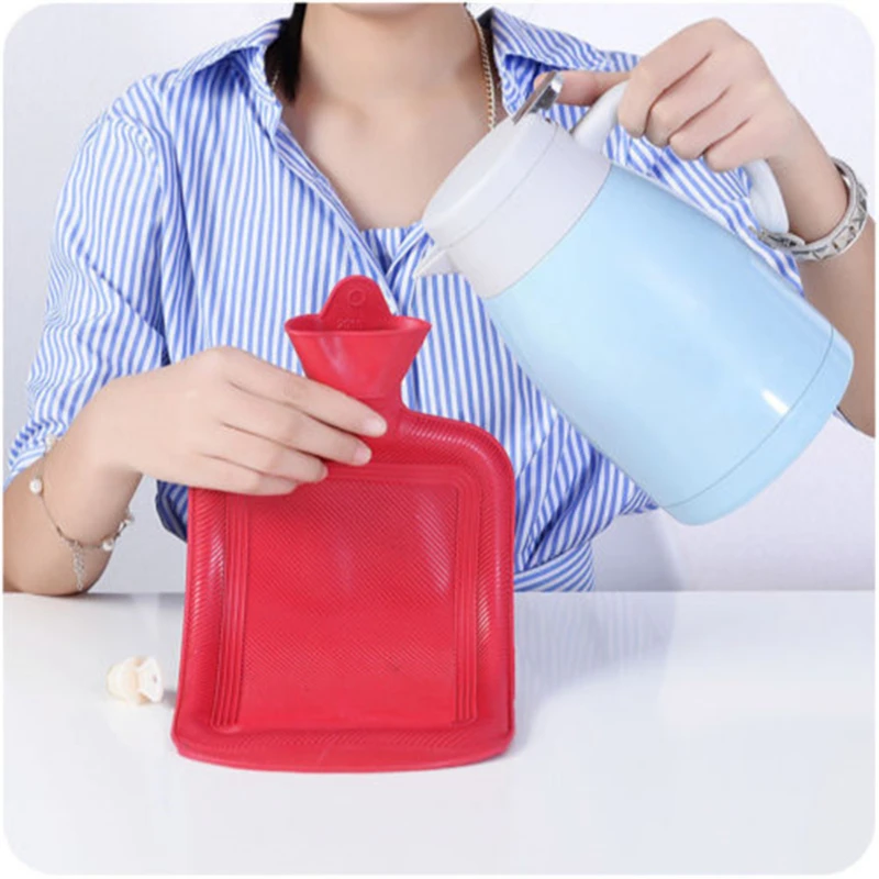 Hot Water Bottle Bag Solid Color PVC Silicone Rubber Hot Water Bottle Irrigation Hand Warmers Warm Palace Warm Bag Cold Compress