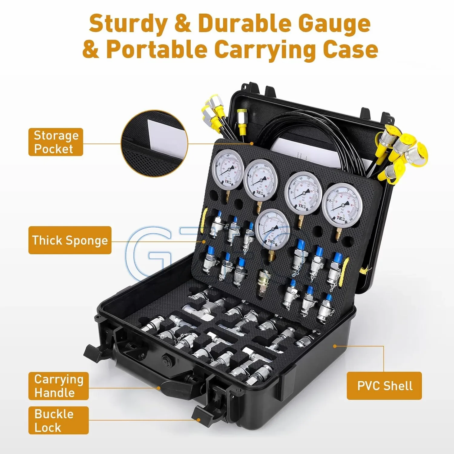 All machine universal excavator 5 gauges pressure measurement tool,DMASS 5 Gauge Hydraulic Pressure Gauges set