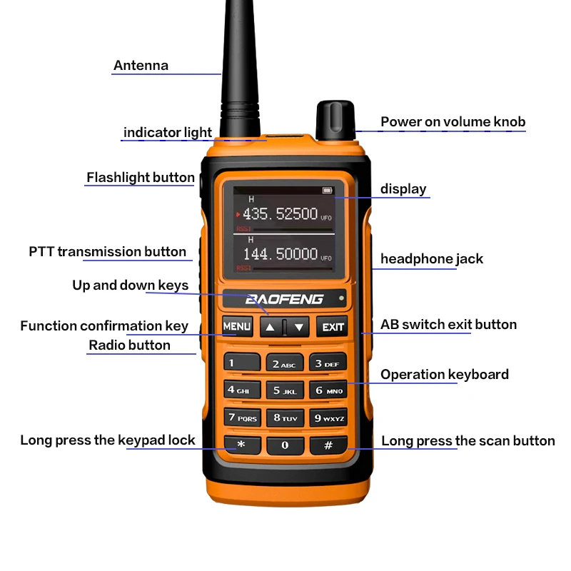 BAOFENG-walkie-talkie de largo alcance, potente transceptor de mano con banda Dual UHF VHF, UV-U17L Ham, Radio bidireccional, UV-5R