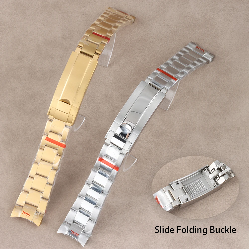 20MM Width Oyster Polished/Brushed Bracelet Adjustment Buckle 316L Stainless Steel Watchband For Datejust/Daytona/Sub Watch Case