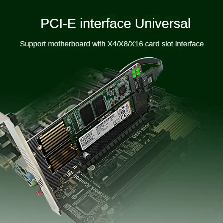 M.2 NVMe SSD NGFF إلى PCIE X4 SATA بطاقة محول ثنائية القرص M B مفتاح لـ PCI-e PCI Express 3.0 X4 2230-2280 M2 Pcie توسيع الناهض